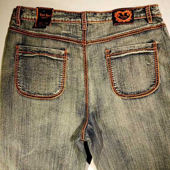 CREST Jeans  sz 17/18  Capri  Loose Fit  Orange Stitch Stretch  Front Seam   NWT - Picture 9 of 12